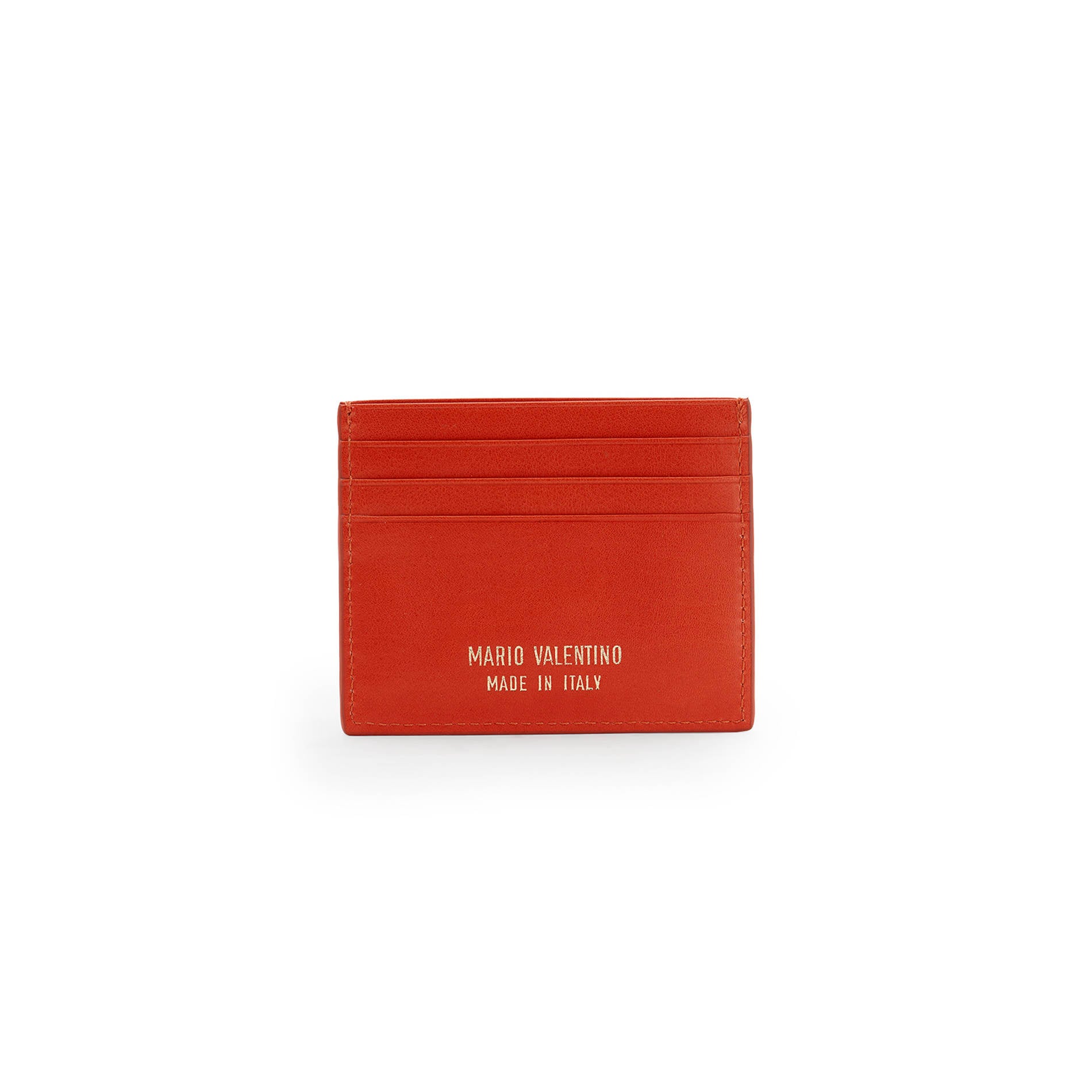 Back view of Mario Valentino card holder with six card slots and clean slim silhouette