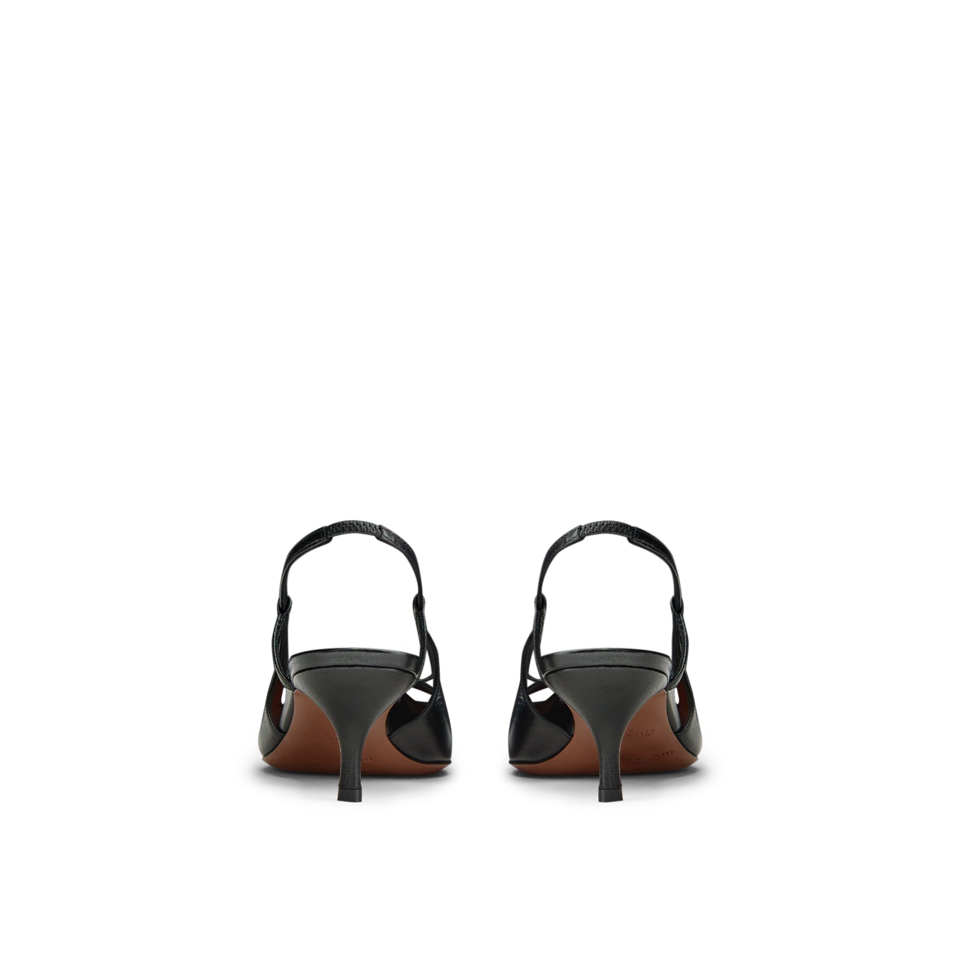 Mario Valentino Cindy black slingback with kitten heel, back view
