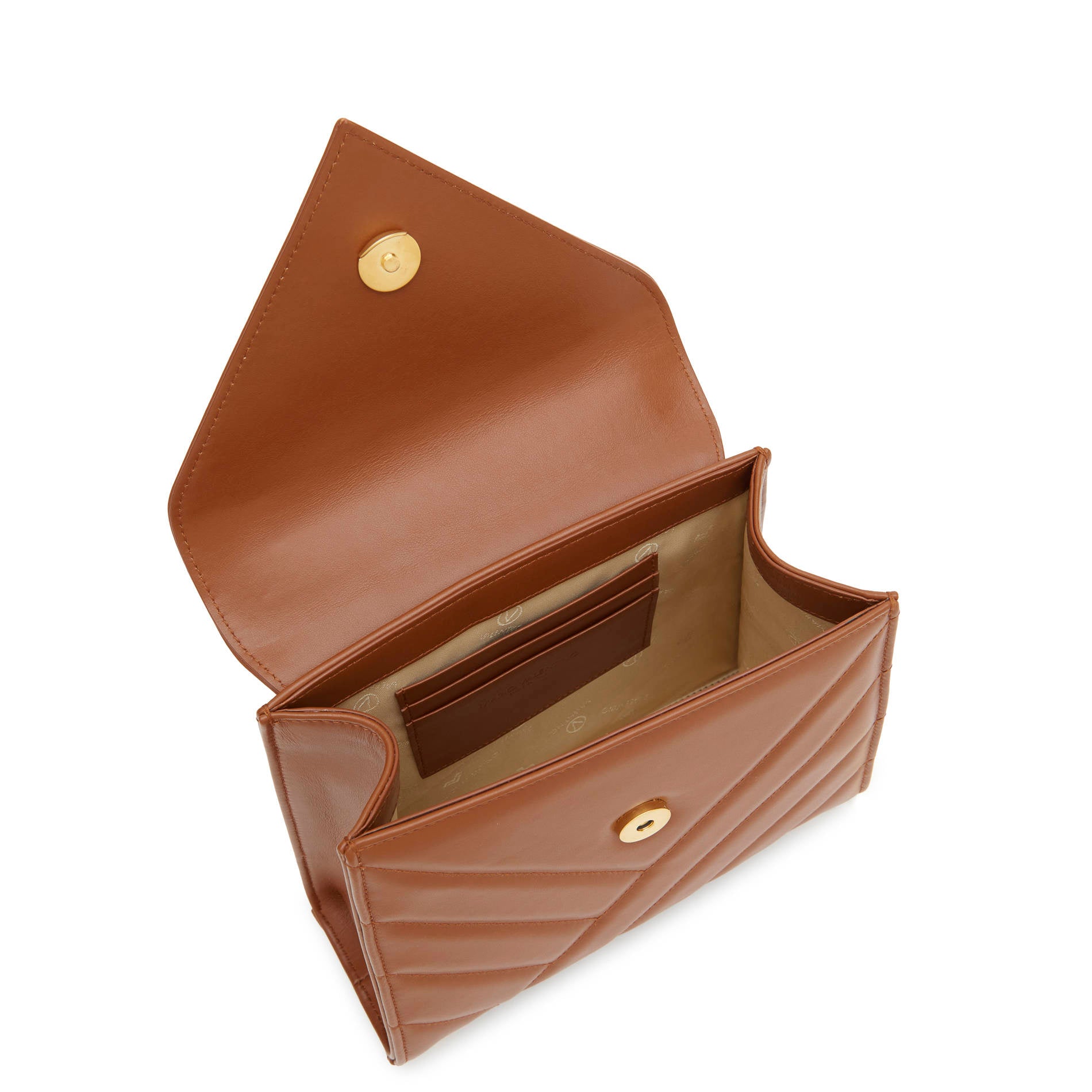 Brown leather crossbody bag interior with card slots mini handbag