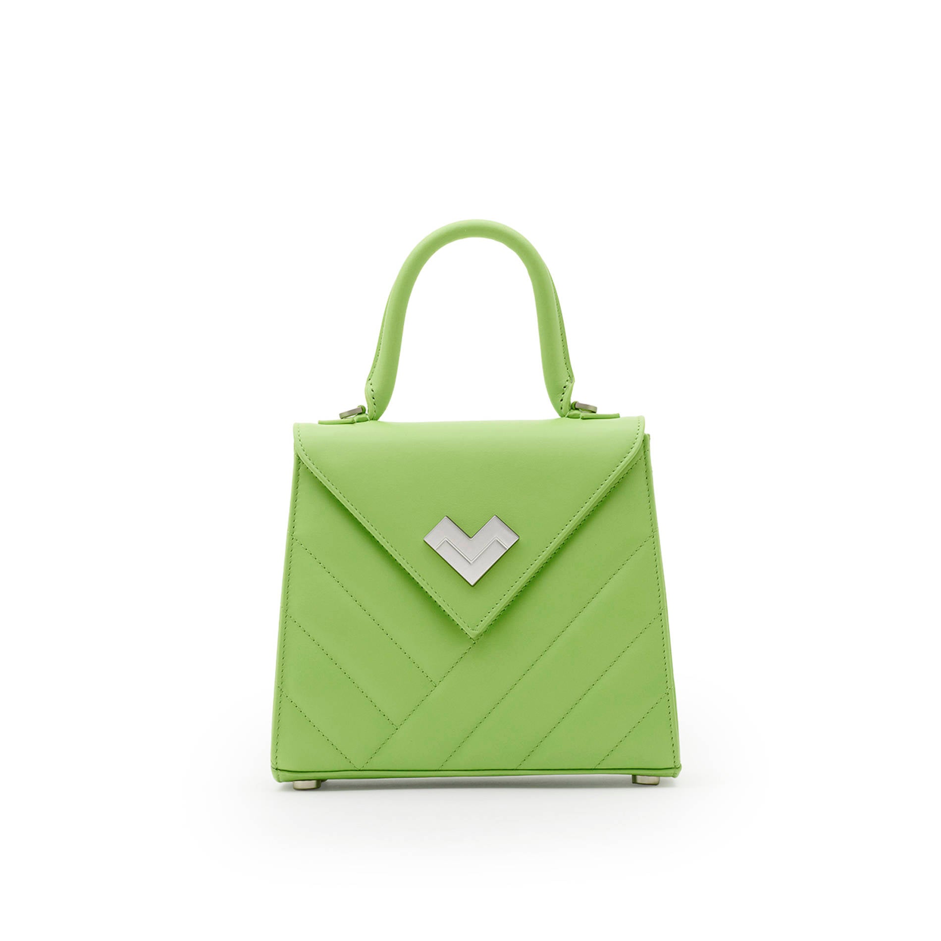 Green quilted leather crossbody bag handbag with silver-tone logo and flap closure Made in Italy