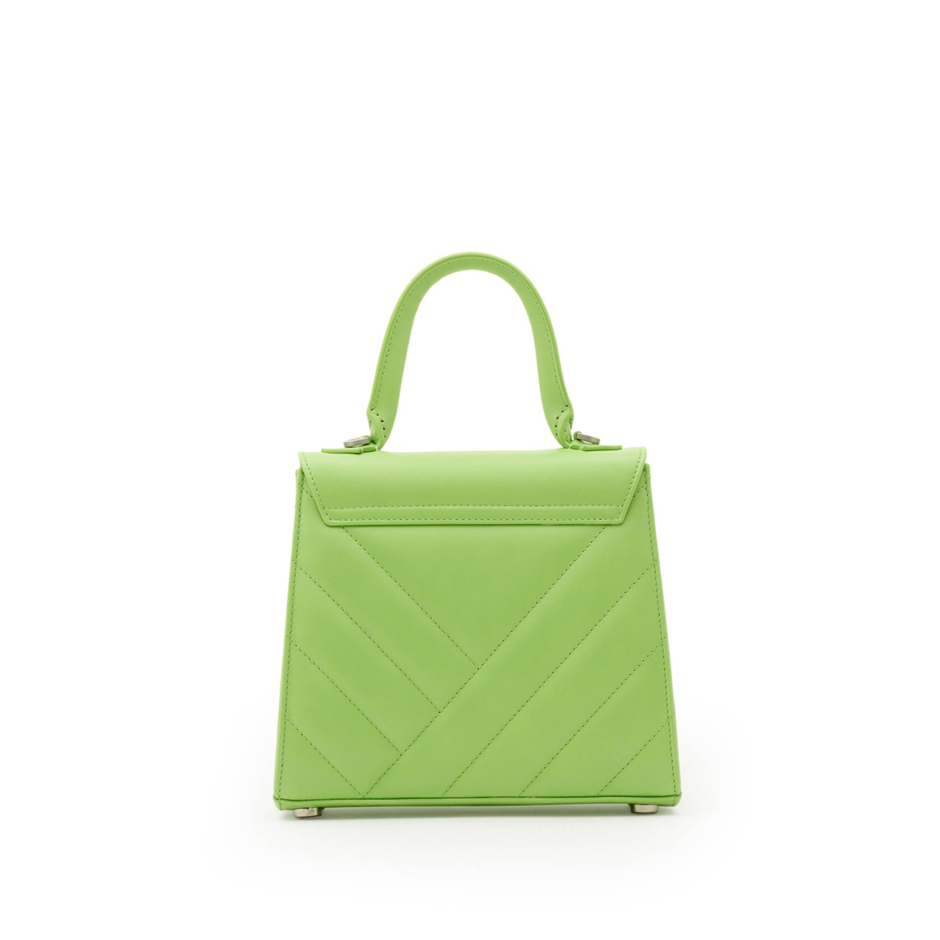 Green quilted leather handbag with clean back and adjustable strap. Made in Italy