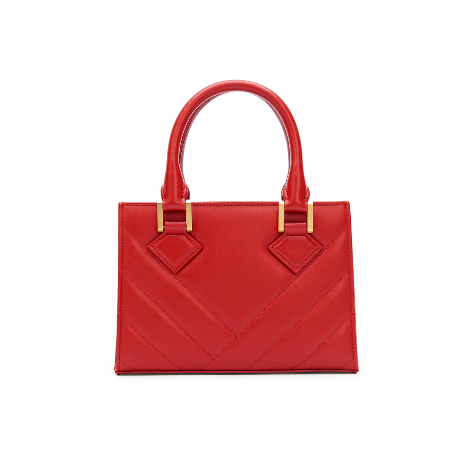 Luxury red leather mini bag back view with refined design, elegant Mario Valentino handbag Made in Italy