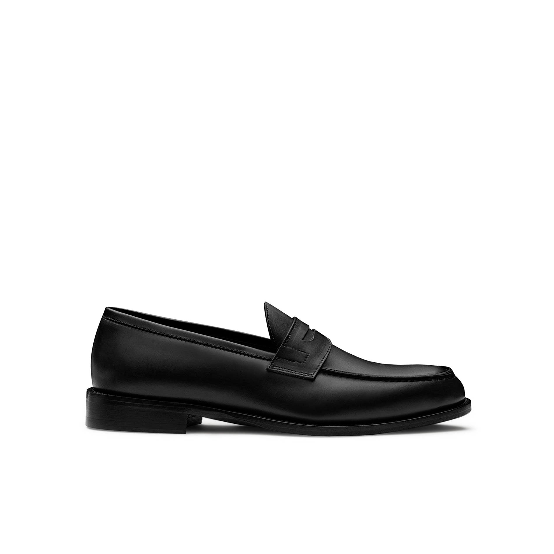 Mario Valentino Black calf leather penny loafers front view made in Italy