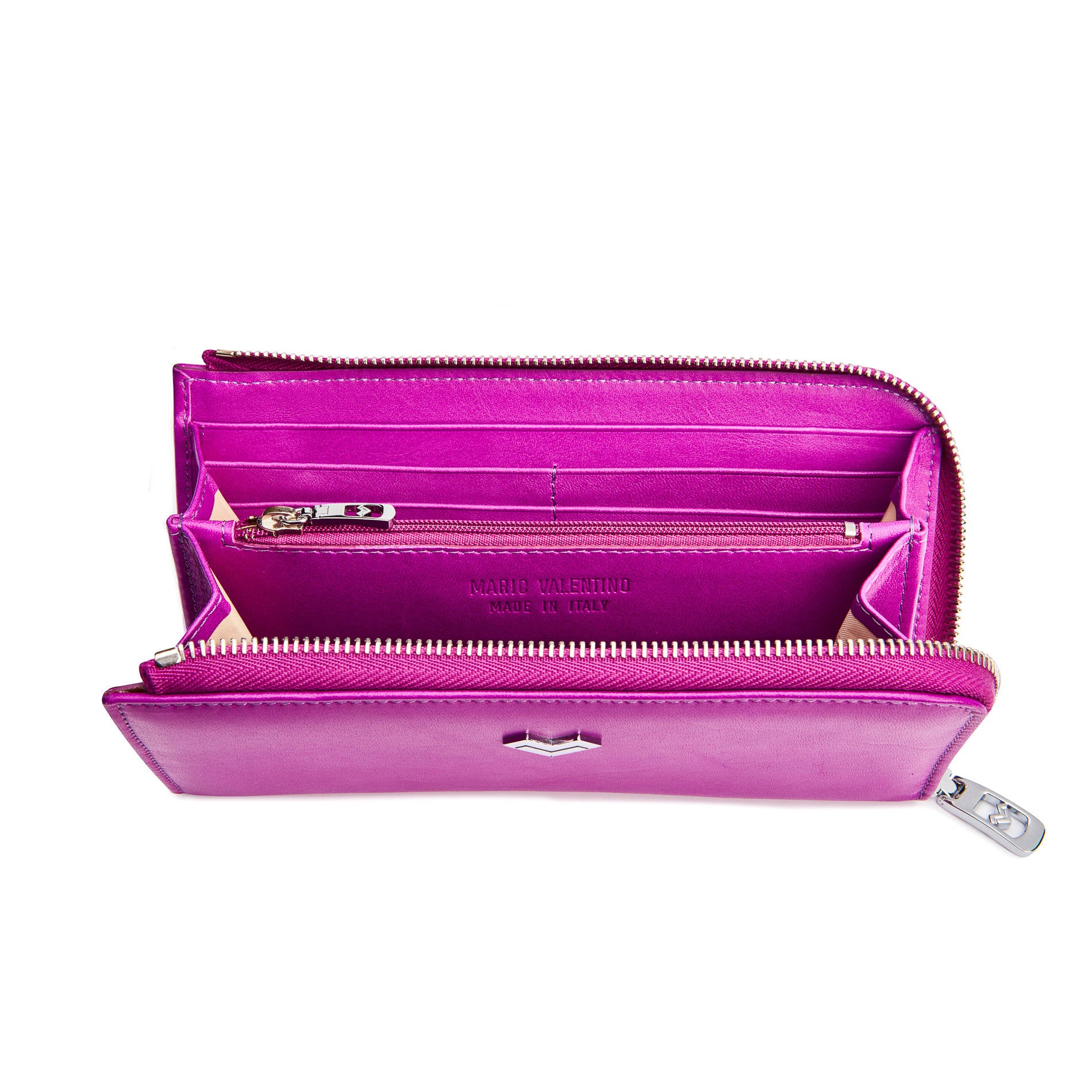 Purple organizer wallet in calf leather | Mario Valentino