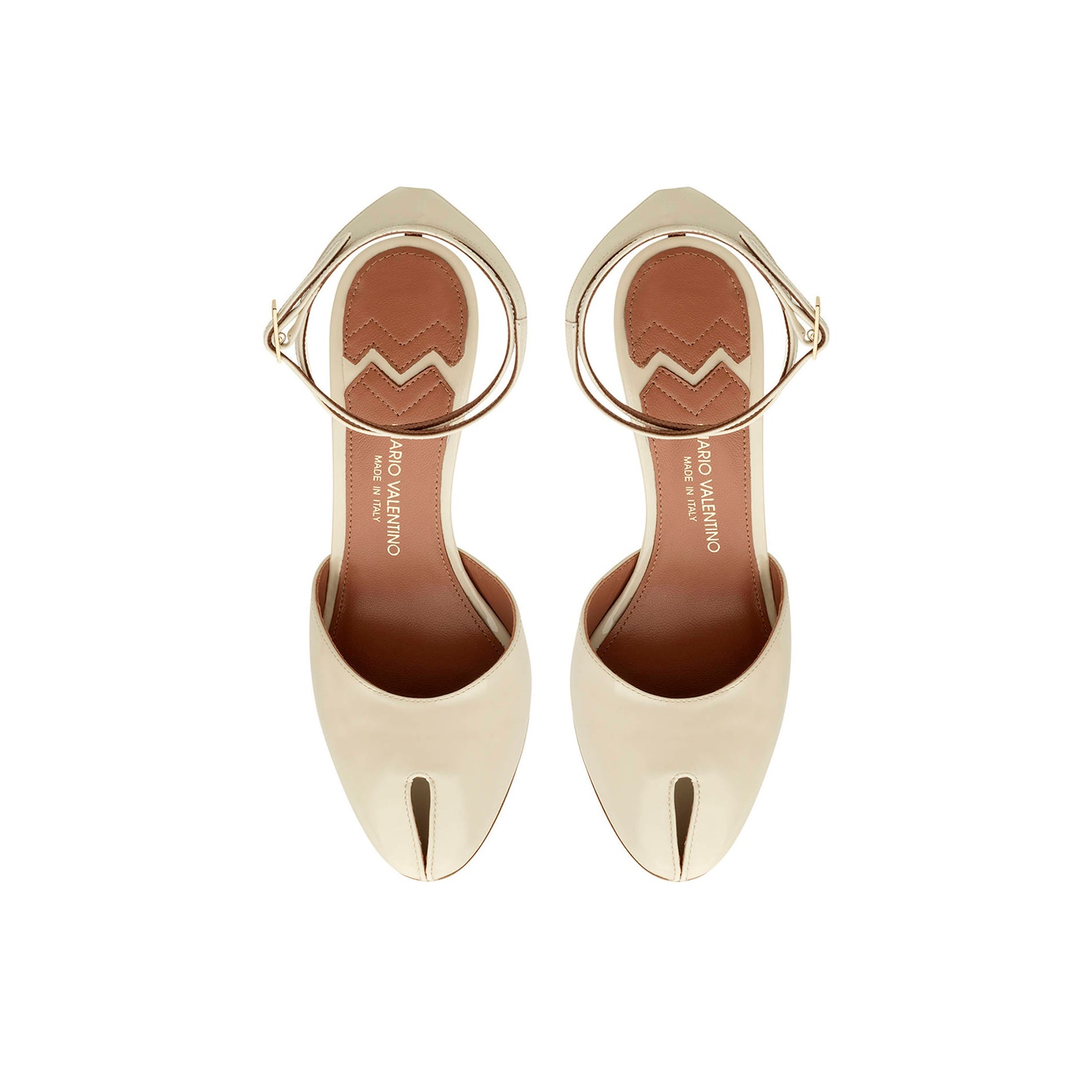 Women's sandal in ivory patent leather | New Collection – Mario