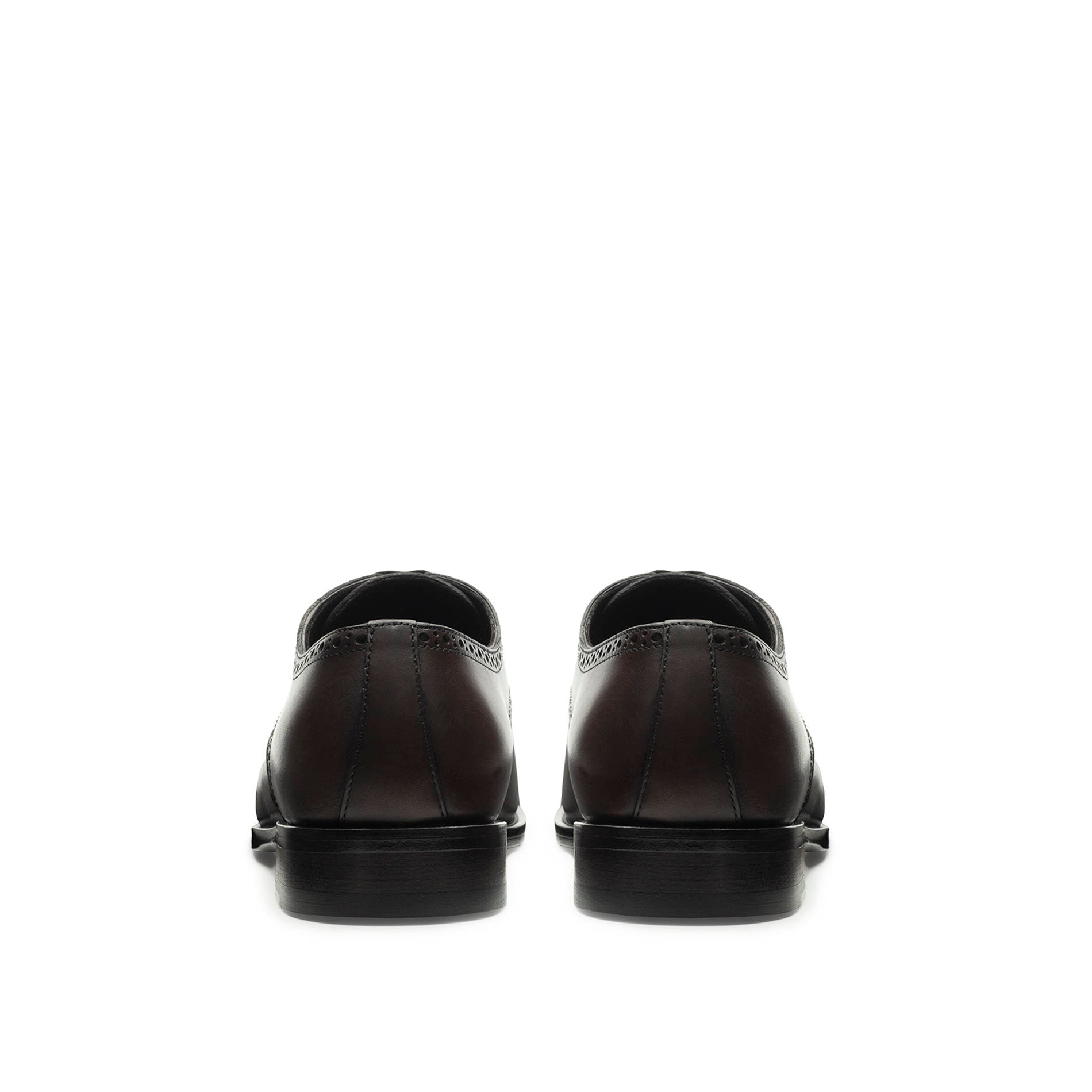 Back view of dark brown calfskin Oxford shoes, Italian craftsmanship