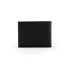 Back view of Mario Valentino black grained leather wallet with a clean silhouette and refined finish.