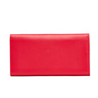 Back view of Mario Valentino red leather envelope wallet with clean minimalist design and smooth calfskin finish