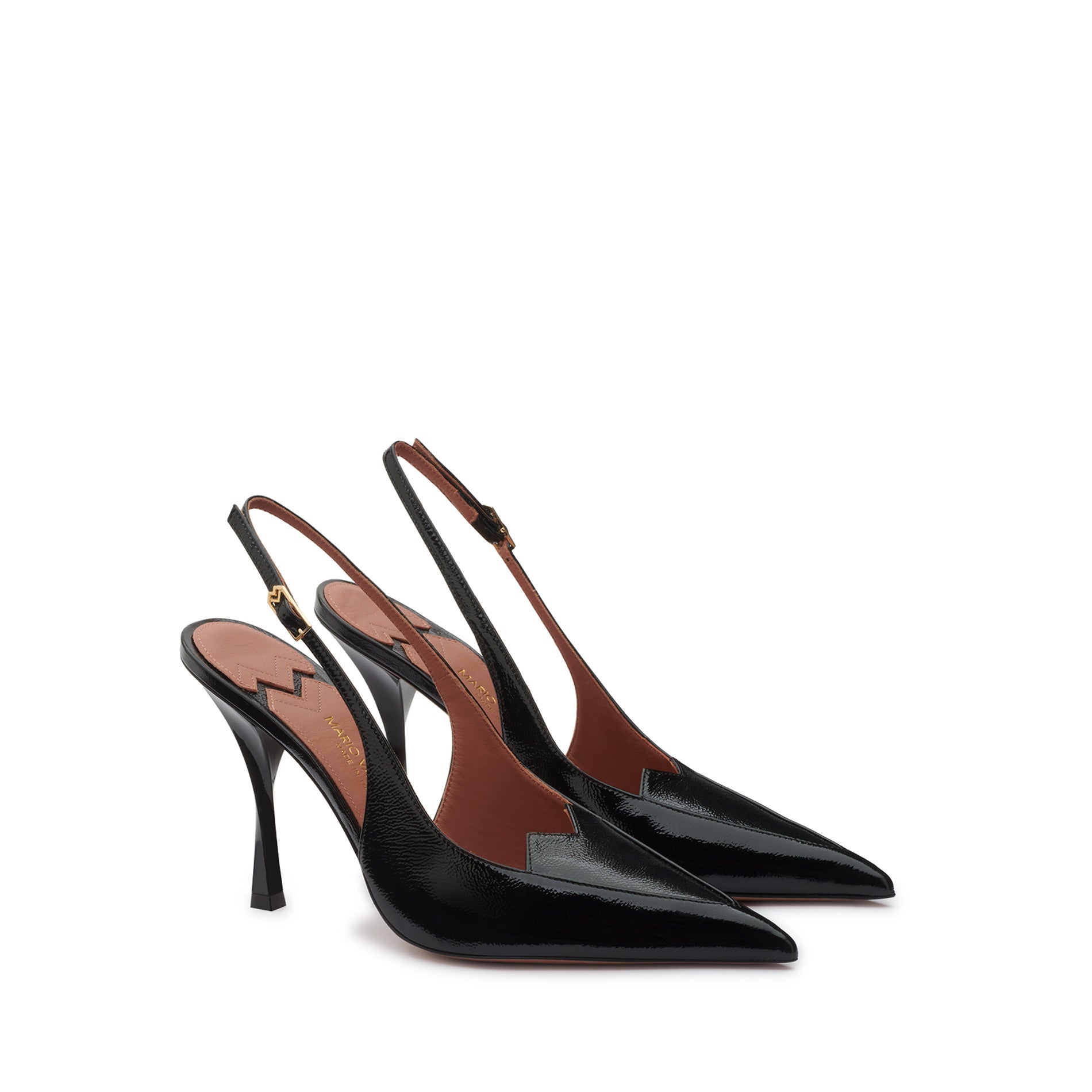 Black Patent Leather Pointed Toe Slingback High Heel Pump