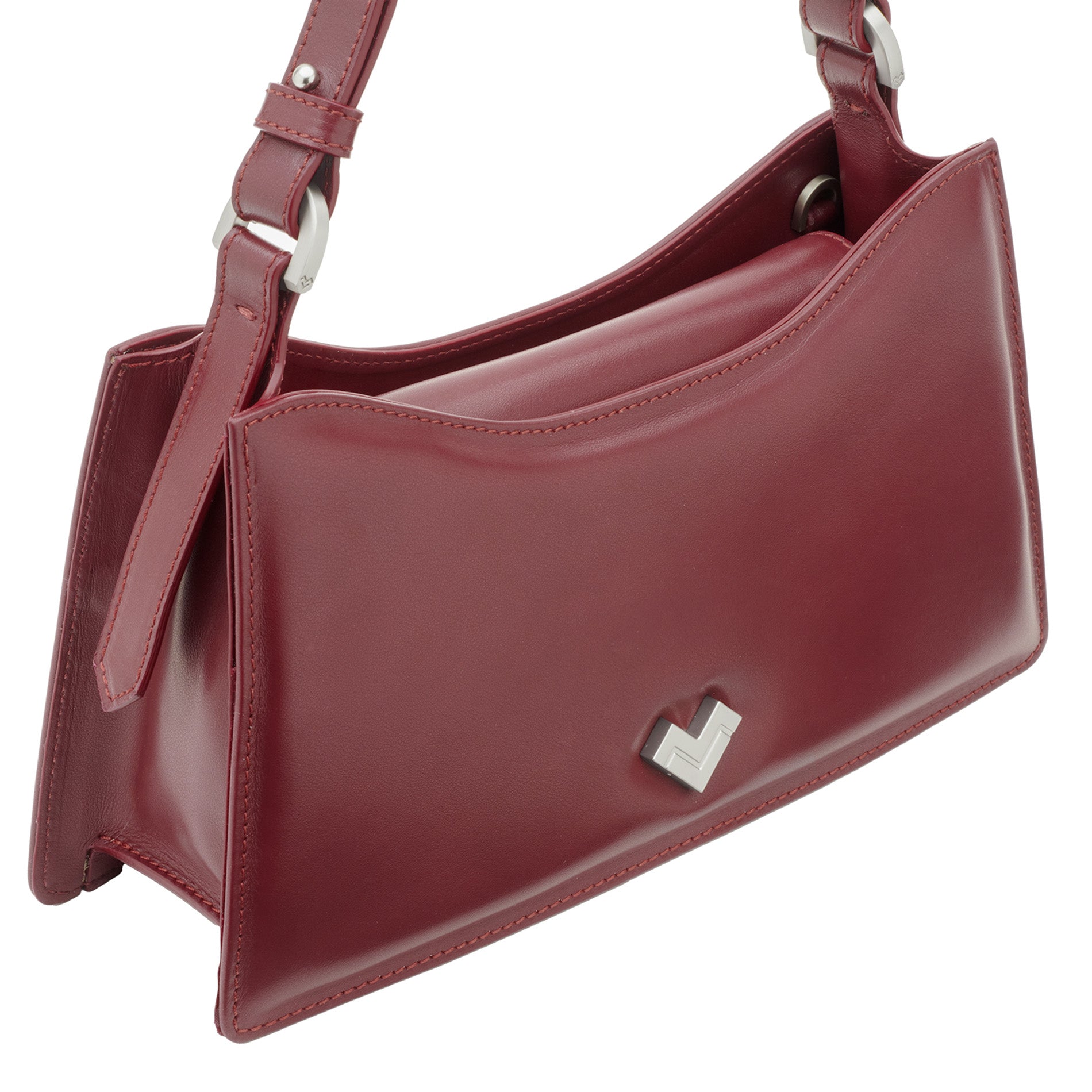 Burgundy Leather Bag with Shoulder Strap | Mario Valentino