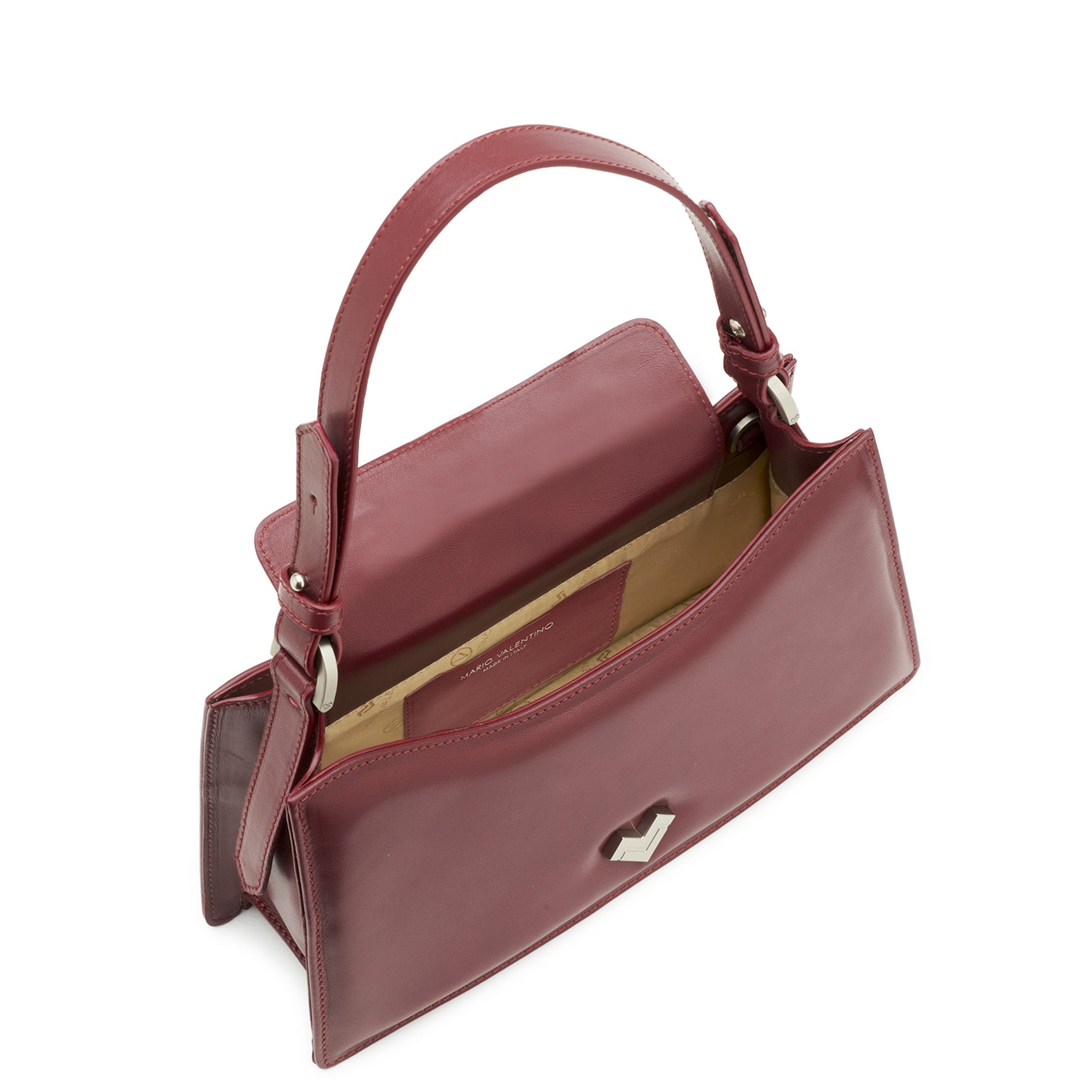 Burgundy Leather Bag with Shoulder Strap | Mario Valentino