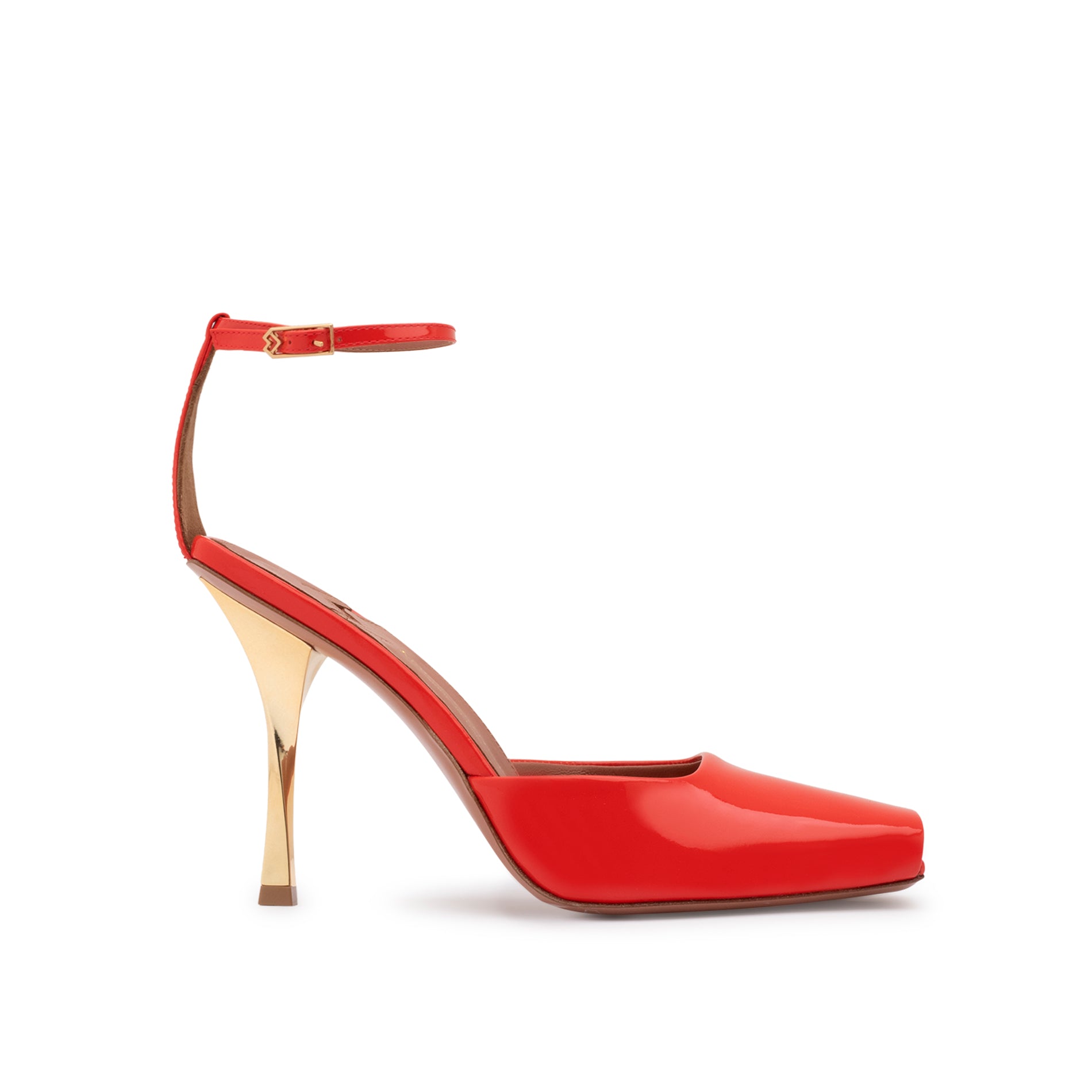 Mario Valentino Coral Red Patent Leather Sandal | New Collection
