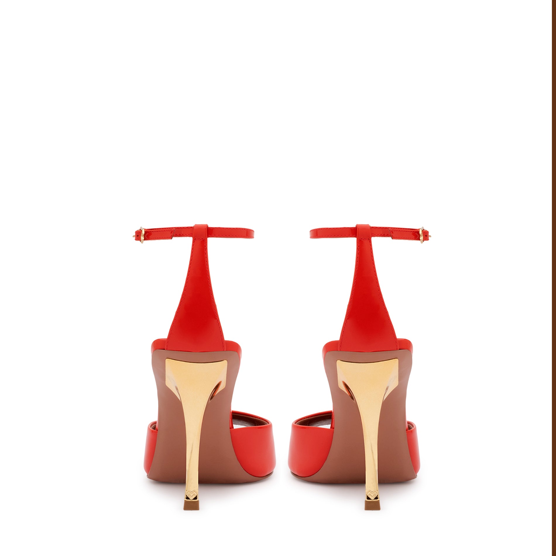 Mario Valentino Coral Red Patent Leather Sandal | New Collection
