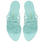 Mario Valentino Shyla leather mules in mint green with mid-high stiletto heel. Made in Italy