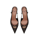 Mario Valentino Cindy black leather slingback with pointed toe and bow detail, top view