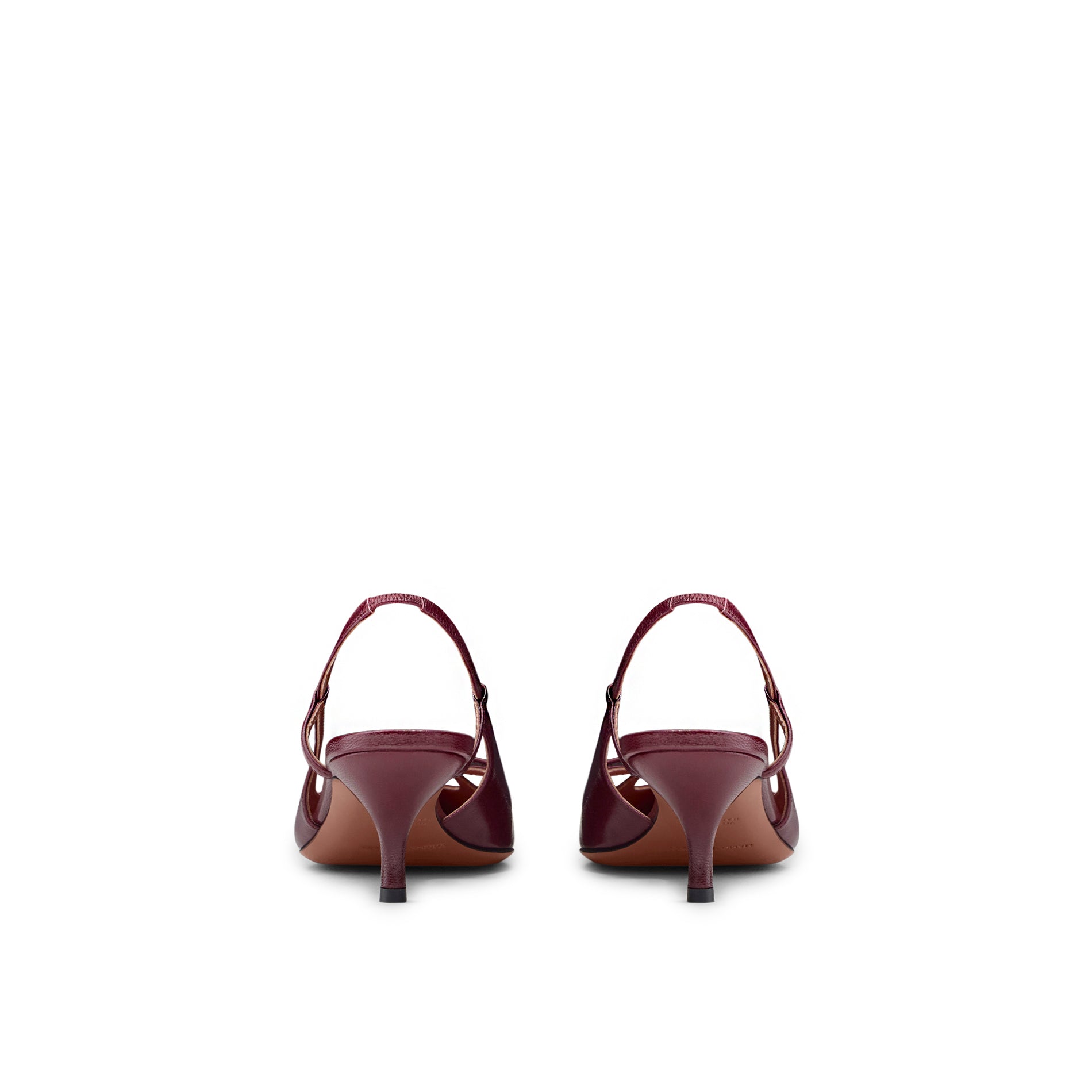 Mario Valentino Cindy Burgundy Kidskin Slingbacks, Kitten Heel Back View