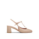 Mario Valentino nude leather slingback with block heel, side view