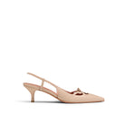 Mario Valentino Cindy nude leather slingback with kitten heel and bow detail, side view