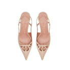 Mario Valentino Cindy nude leather slingback with pointed toe and bow detail, top view