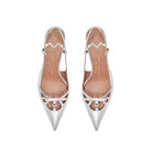 Mario Valentino Cindy silver leather slingback with pointed toe and bow detail, top view
