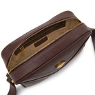 Interior moka crossbody bag with zip closure and organized space