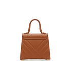 Brown quilted leather crossbody bag back view with clean structured design and adjustable strap Made in Italy