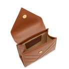 Brown leather crossbody bag interior with card slots mini handbag