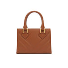 Brown leather mini handbag rear view with clean silhouette, Mario Valentino bag Made in Italy