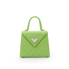 Green quilted leather crossbody bag handbag with silver-tone logo and flap closure Made in Italy