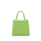 Green quilted leather handbag with clean back and adjustable strap. Made in Italy