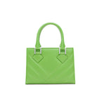 Green quilted leather mini handbag rear view with clean structured silhouette