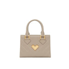 Grey quilted leather mini handbag with gold-tone logo and adjustable strap, compact Mario Valentino bag Made in Italy