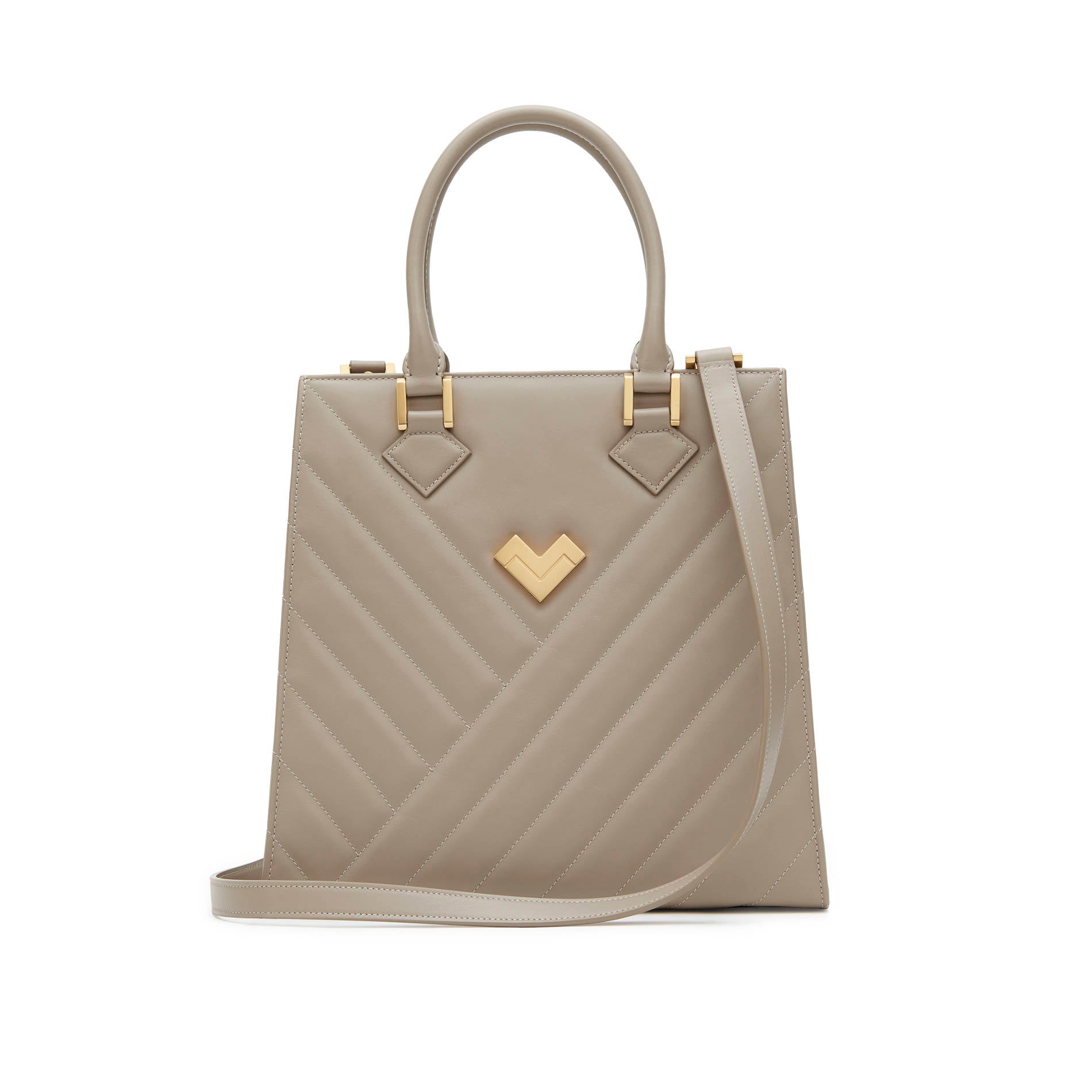 Mario Valentino Shopping Bag Taupe Calf Matelassé