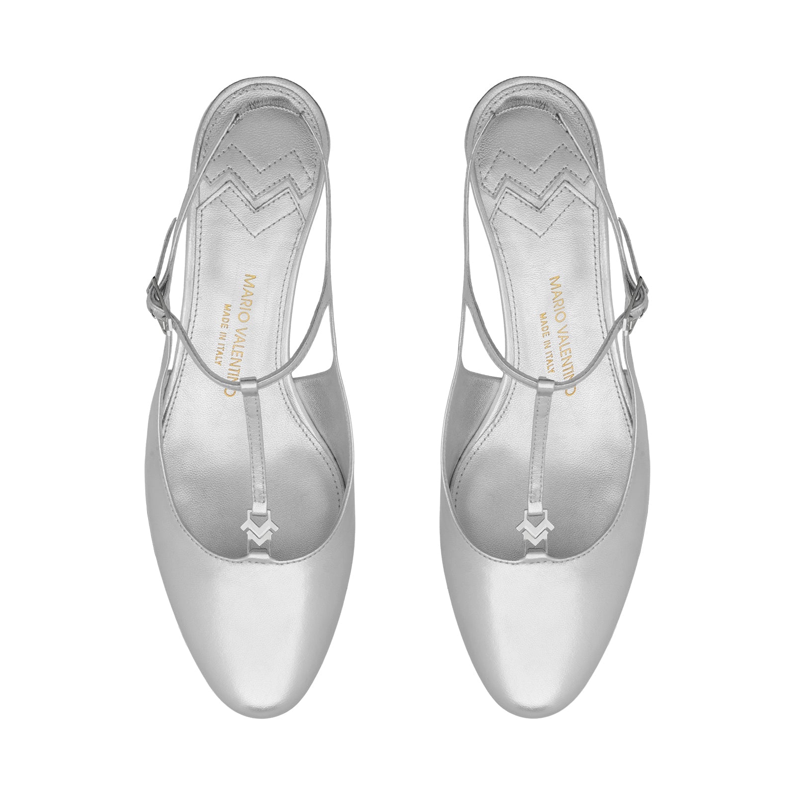 Mario Valentino Slingback Silver in kidskin Leather | New collection