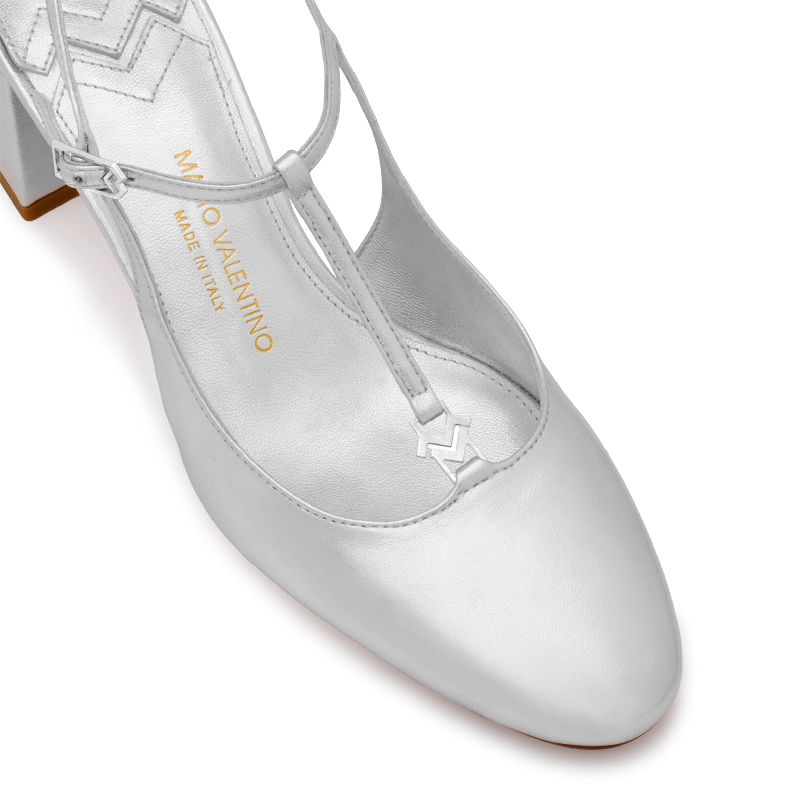 Mario Valentino 花瓶 パールホワイト Mario Valentino Slingback Silver in kidskin Leather | New collection