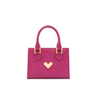 Bright pink quilted leather mini handbag with gold-tone logo and adjustable strap, compact Mario Valentino bag Made in Italy