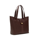 Luxury moka calf leather tote bag with gold logo and embroidery, large Mario Valentino shoulder bag for everyday use Made in Italy