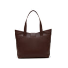 Moka calf leather tote bag rear view with minimalist design and structured silhouette, elegant Mario Valentino shoulder bag