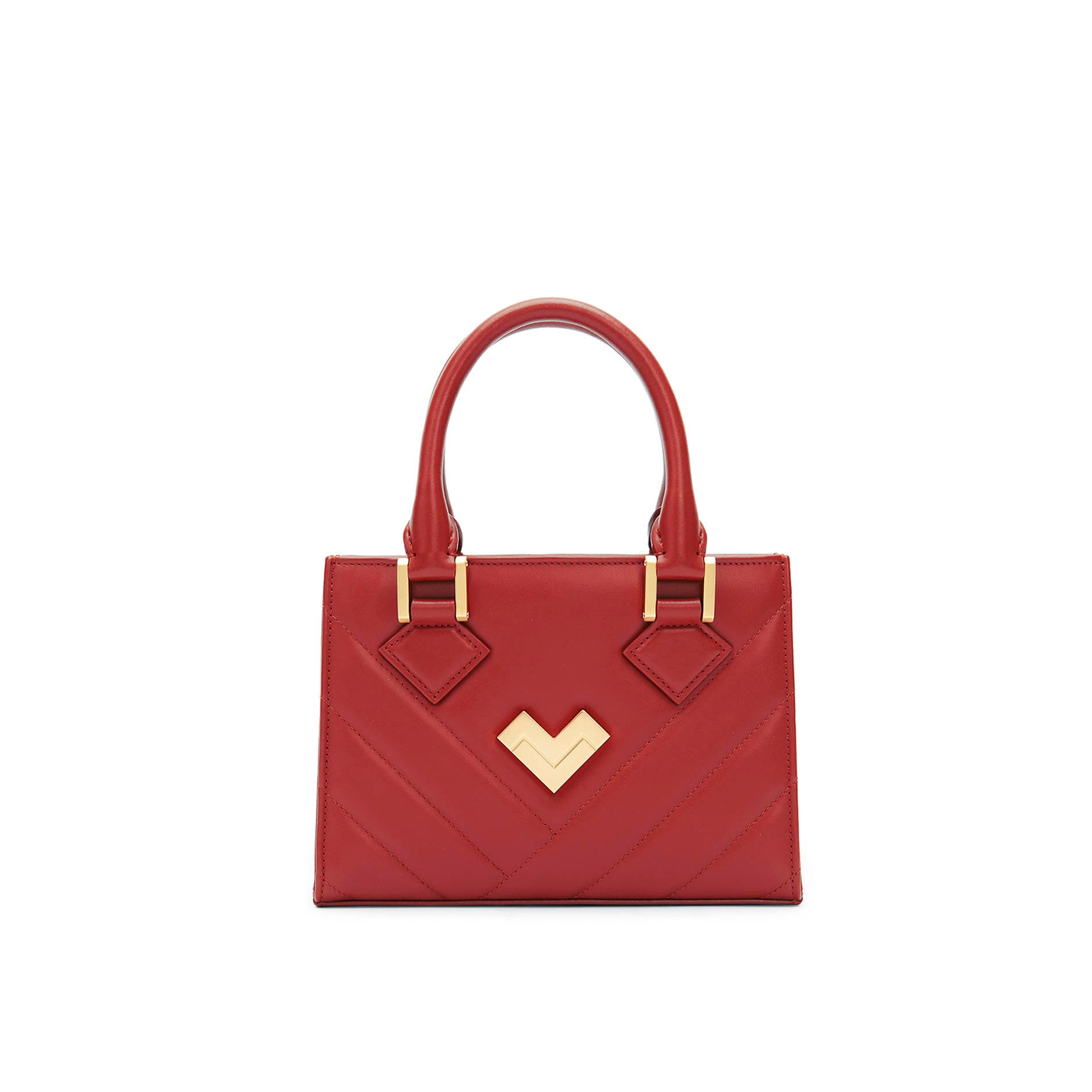 Red leather mini bag with gold logo and adjustable strap, elegant and compact everyday Mario Valentino handbag Made in Italy