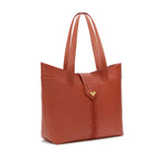Luxury rust calf leather shoulder bag with gold logo and embroidery ton-sur-ton, large bag for everyday use. Made in Italy