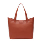 Back view rust calf leather shoulder bag with clean finish and spacious structure. Made in Italy
