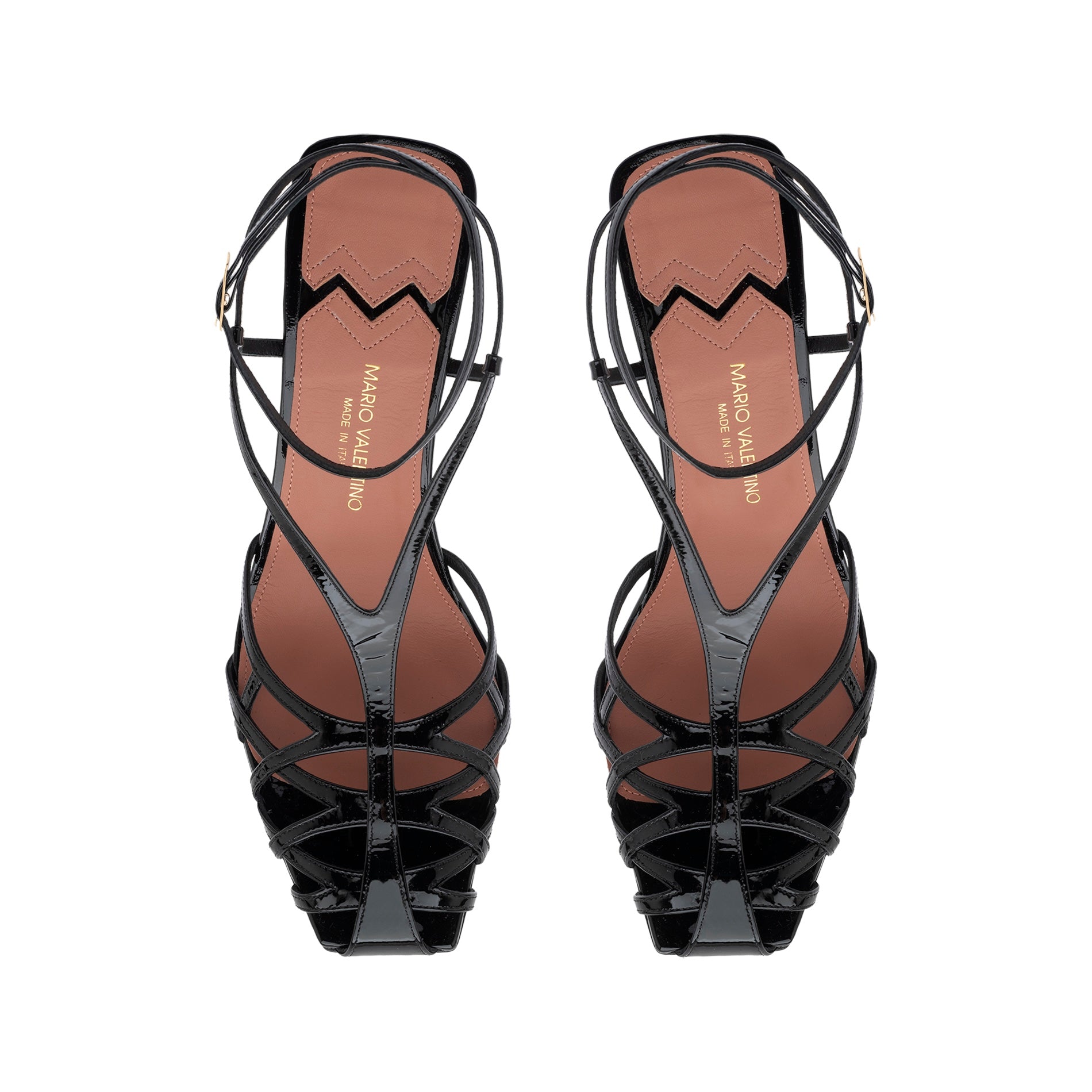 Mario Valentino Black Patent Leather Sandal | New Collection