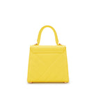 Yellow quilted leather handbag with a clean back and adjustable strap. Made in Italy