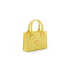 Yellow quilted leather crossbody mini handbag with gold-tone logo and adjustable strap, compact Mario Valentino bag Made in Italy