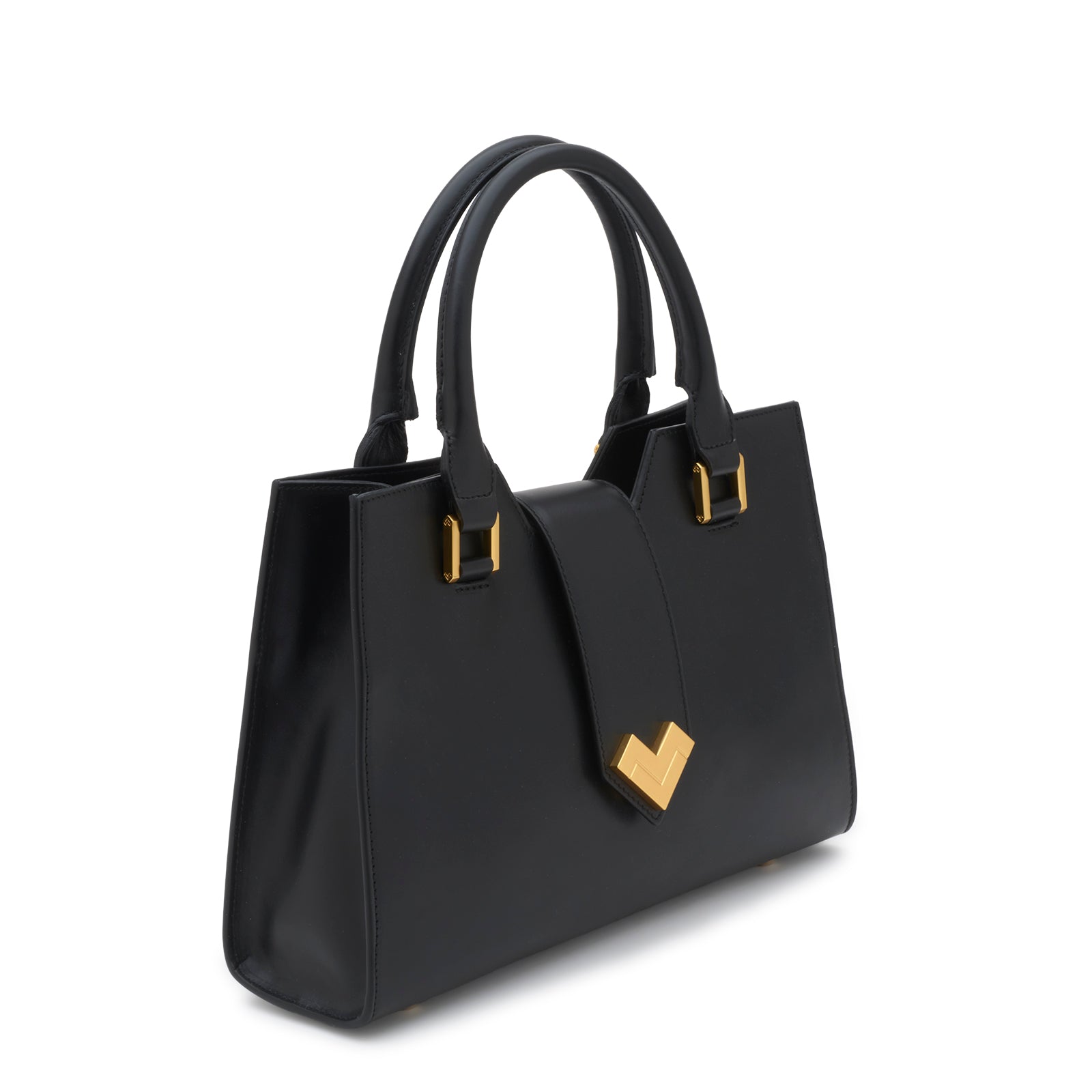 Mario Valentino black calf leather handbag worn crossbody with adjustable strap gold hardware