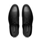 Black calf leather derby shoes, handcrafted in Italy. Lace-up closure, leather sole elevated formalwear for the discerning wardrobe.