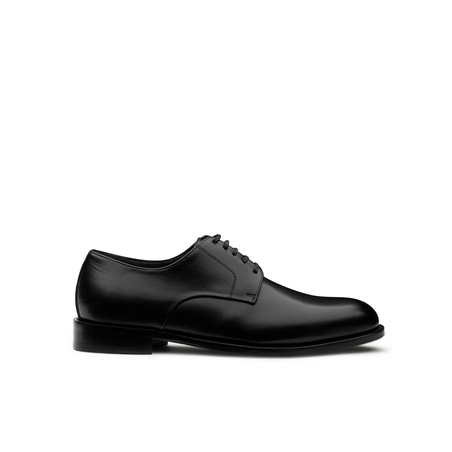 Black Calf Leather Derby Shoes