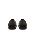 Back view of brown leather penny loafers, Italian craftsmanship