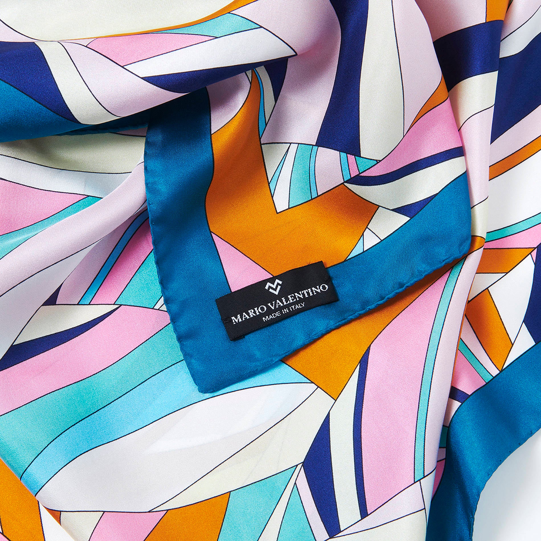 Mario Valentino Pastel Geometric Silk Foulard | Made in Italy