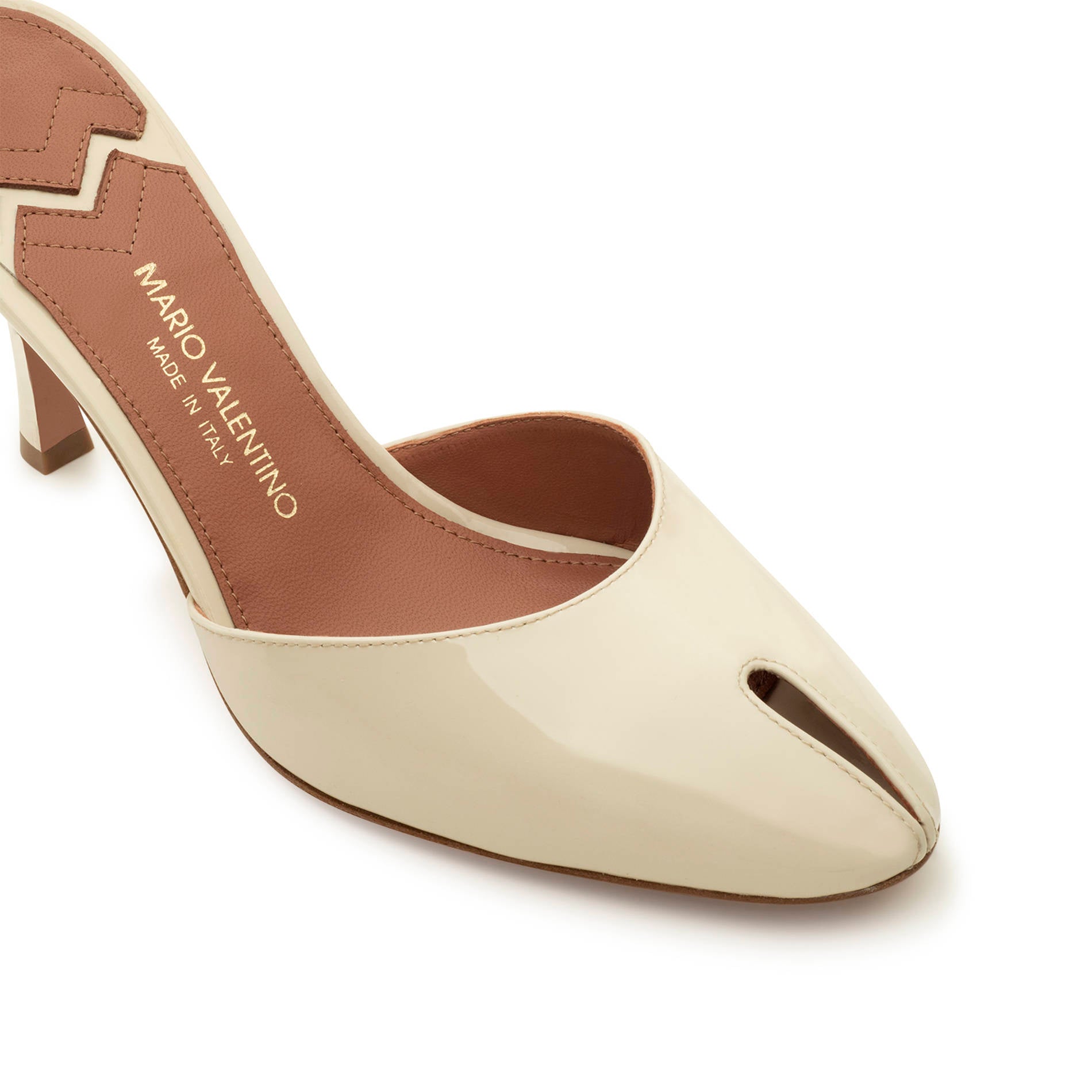 Women's sandal in ivory patent leather | New Collection – Mario